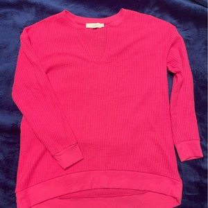 Like new Loft waffle knit bright pink top